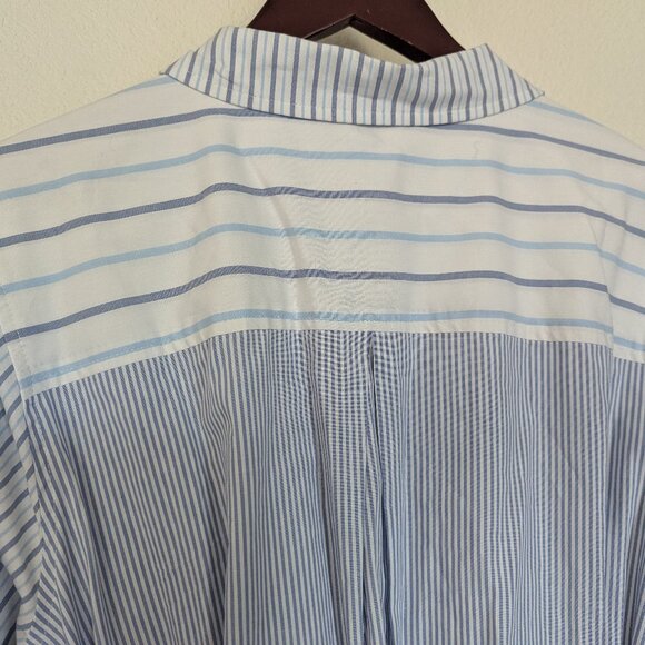 NWT Croft & Barrow Mixed-Stripe Shirt Dress Poplin Work Vacation White Blue 1X - Picture 10 of 15